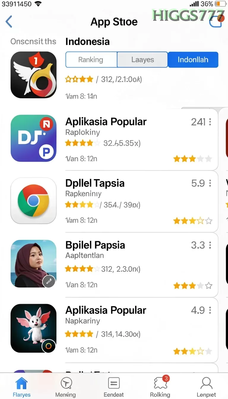 Cuplikan layar menu unduhan higgs777 untuk perangkat Android
